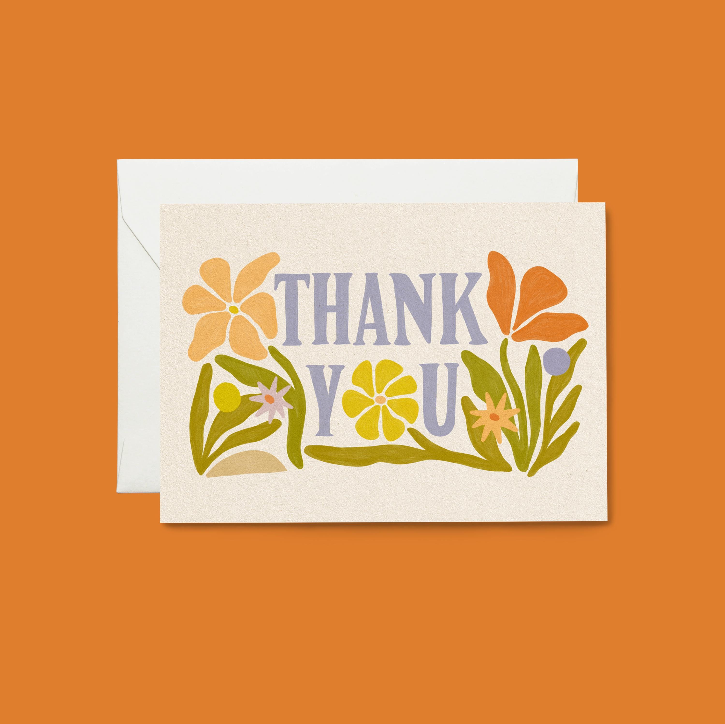 Thank You Greeting Card | Abstract Floral | Blank Inside | 4.25 X 5.5 ...