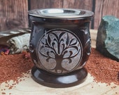 Smoked Can - Smoked Bowl - Screen Vessel - Soapstone - Tree of Life