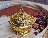 Smoking box - Incense bowl - Smoking vessel - Metal - gold