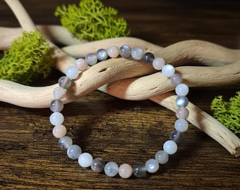 Aurora Moonstone Bracelet (6 mm) | Fairy-like Jewelry | White and Grey Moonstone | Unique Piece