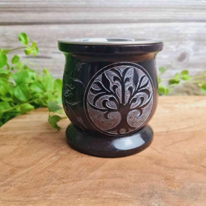 Incense box - incense bowl - strainer - soapstone - tree of life