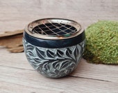 Smoked can - Smoked bowl - Smoked vessel - Black soapstone