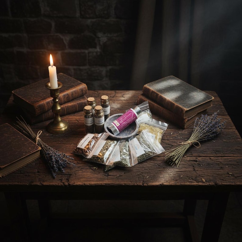Incense Cleaning and Protection Set – 13-Piece Starter Set with Soapstone Bowl, Charcoal & Sand | Includes Explanation of 10 Herb Varieties image 1