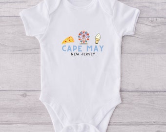 S&H gratuit ! CAPE MAY, NJ Baby Onesie Gift, Summer Jersey Shore Garçon Fille Unisexe