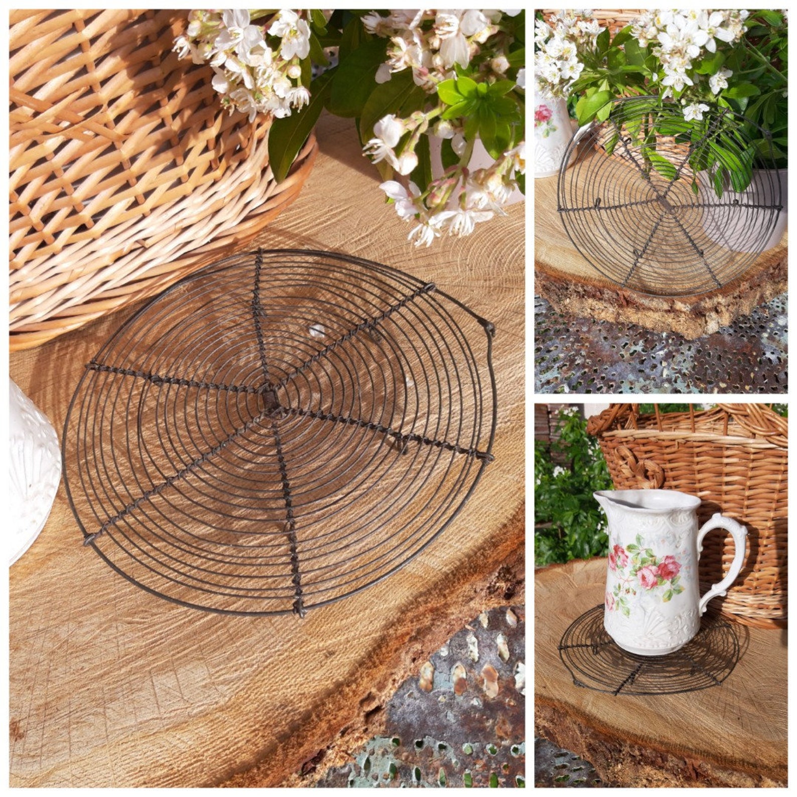 French Vintage Wire Baking Racks Round Wirework Cooling Etsy