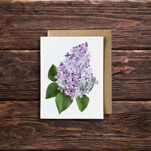 Lilac Card with Envelope Lilac Flower Stationery For Lilac Lover Lilac Gardener Gift Watercolor Lilac Flower Gift Card For Any Occasion