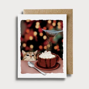 Cocoa Kitty Card with Envelope Coca Christmas Card Cat Christmas Card Holiday Cute Cat Card Cozy Hot Chocolate Marshmallow Cocoa Card