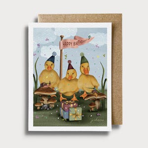 Birthday Party Duckies Card with Envelope Duck Card for Birthday Party Card Celebration Card Party Card Birthday Duck Art Cute Snail Card