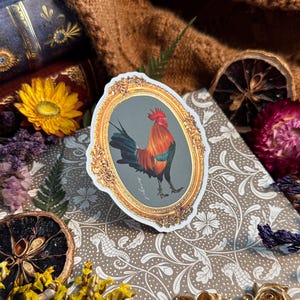 Rooster Vintage Frame Vinyl Sticker Waterproof Rooster Matte Sticker Gift for Water Bottle Sticker Matte Decal Vintage Vinyl Rooster Artwork