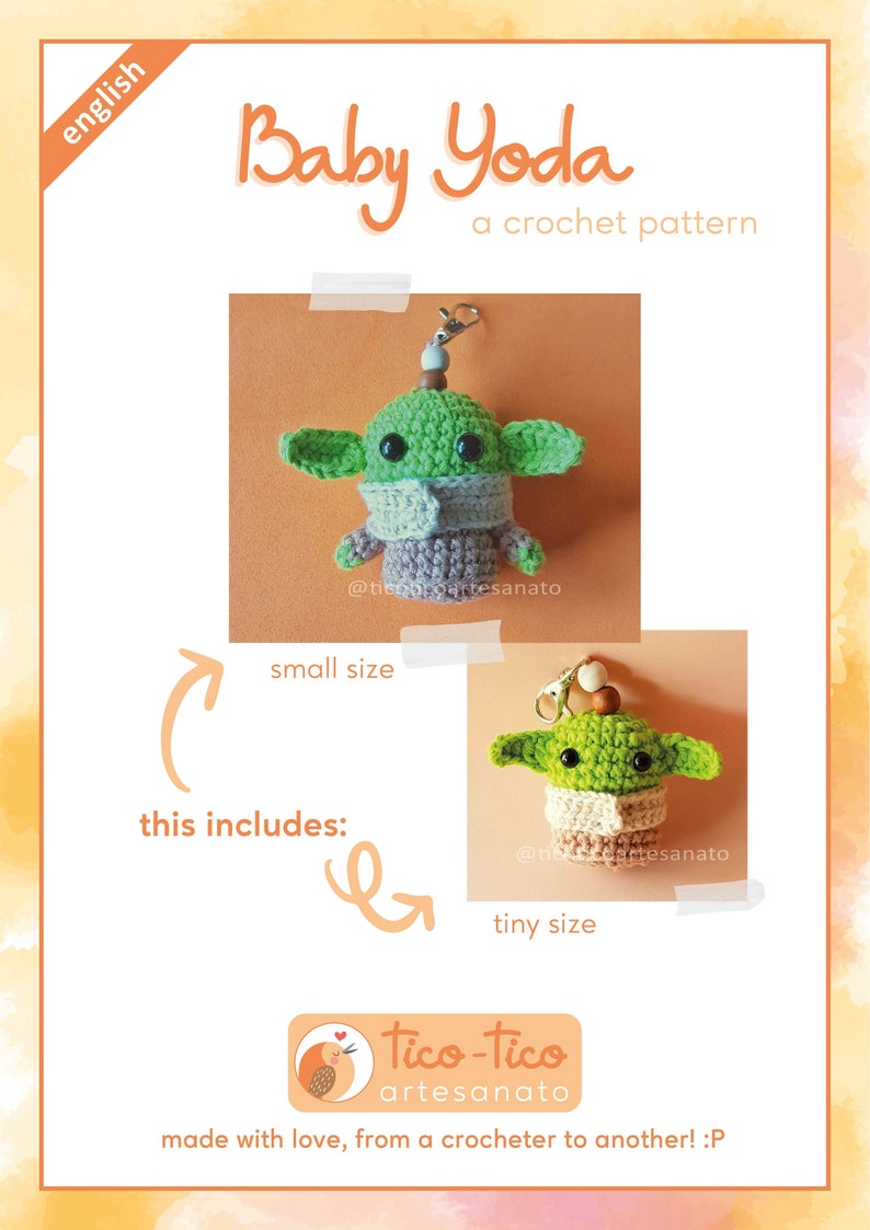 Baby Yoda Amigurumi Crochet Pattern Small & Tiny Size image 2