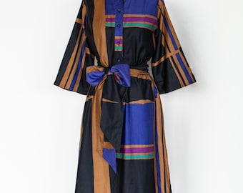 Vintage 80s Cathering Ogust Jewel Tone Cotton Forever Dress / S-M