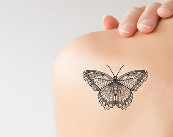 Detailed Butterfly Temporary Tattoo: Waterproof Skin Decal