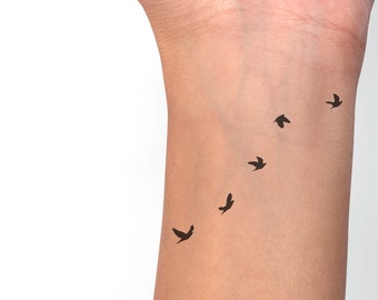 Flying Birds Temporary Tattoo: Eco-Friendly Micro Decal