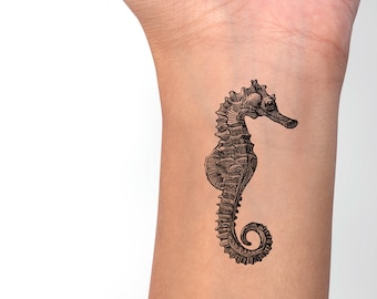 Seahorse Temporary Tattoo – Realistic Skin Decal (Set of 2+)