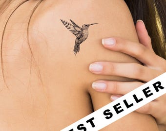 Hummingbird Temporary Tattoo: Realistic Skin Art Decal (2 inch)