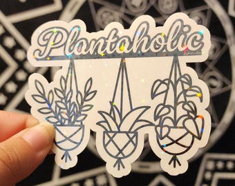 Holographic Plantaholic 3.5 inch Vinyl Sticker, Waterproof for Laptop/Car