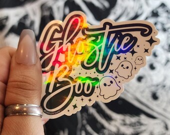 Holographic "GhostieBoo" 3" Vinyl Sticker, Waterproof Sticker, Car or Laptop, Funny Saying Stickers, Gifts