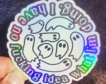 Holographic Ghost Spiral 3in Vinyl Sticker, Waterproof for Laptop/Car