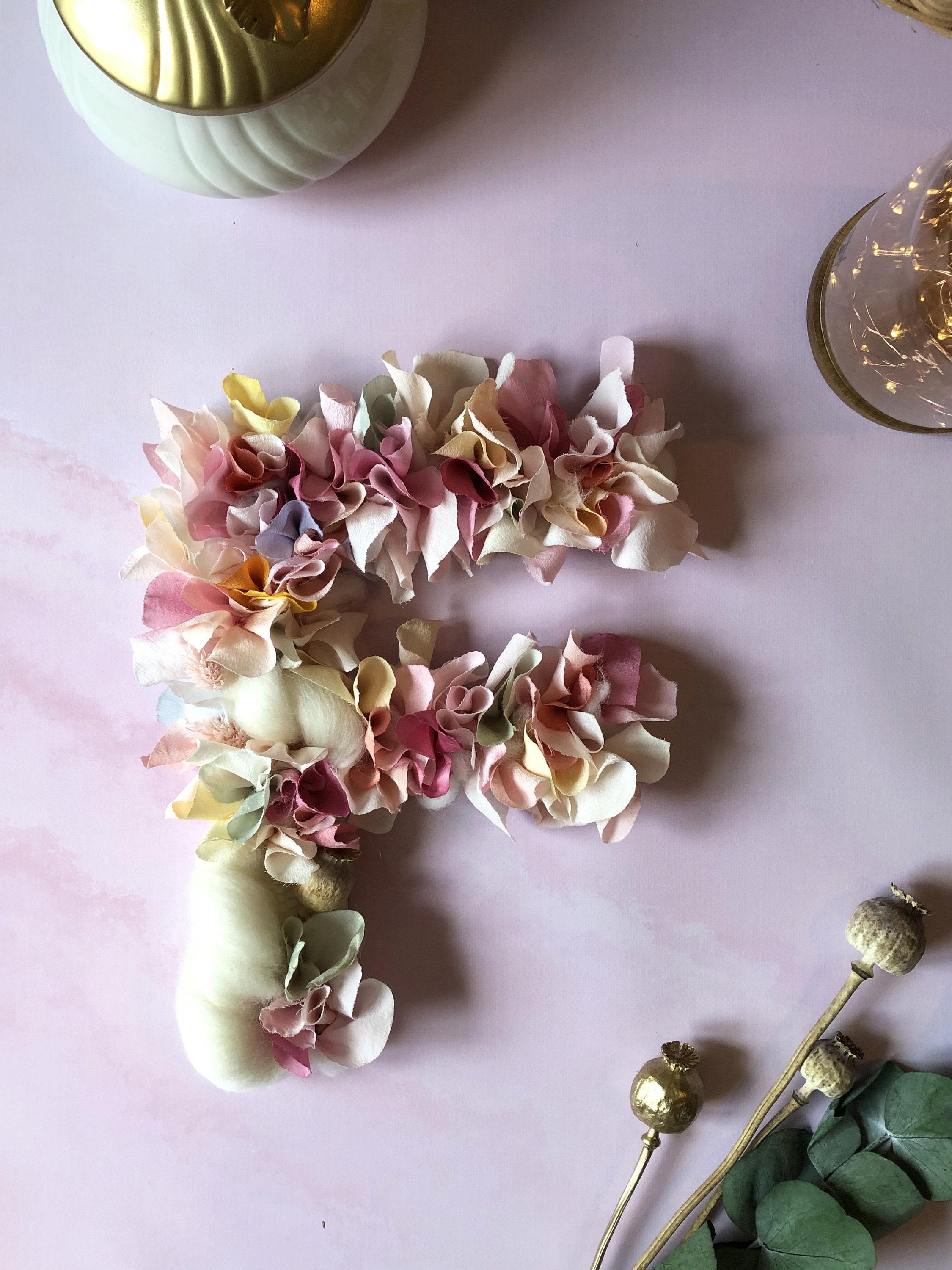 Lettre Fleurie Personnalisable - Décoration Fleurs Séchées Mariage, Baptême, Baby Shower