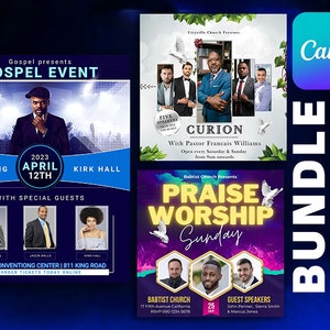 Bundle 3 Editable Church Flyer | Anniversary Flyer | Church Service Flyer Template | Canva Flyer | 4x5 Inch and 4x4