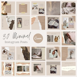 30 Instagram Post Templates | Minimal Beige Aesthetic | Neutral Business Woman