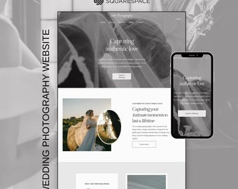 Plantilla de sitio web Squarespace 7.1 / Fotógrafo de bodas premium, diseño web minimalista moderno, marca y editor personalizable de arrastrar y soltar