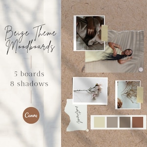 Canva Moodboard Mockup Kit | Pre-made Mockups | Shadow Mockups | Beige Aesthetic Moodboard