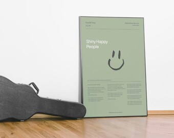 Póster musical A3 - Impresión de letras de canciones - Shiny Happy People - R.E.M