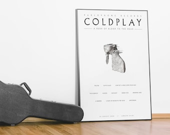 Cartel musical de A3 - grabador del álbum - Coldplay - un avalancha de sangre en la cabeza
