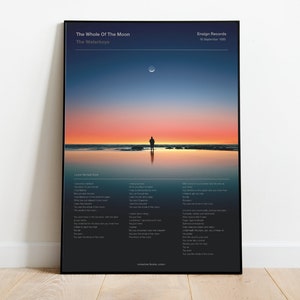 A3 Music Poster - Song Lyric Print - The Waterboys - The Whole Of The Moon