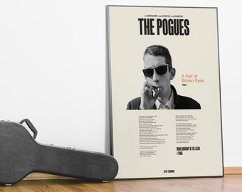 Póster musical A3 - Impresión de la letra de la canción - The Pogues - Pair of Brown Eyes