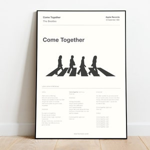 A3 Music Poster - Song Lyric Print - The Beatles  - Come Together