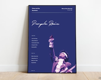 Cartel musical A3 - impresión del álbum - Príncipe - lluvia púrpura