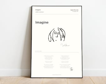 Cartel musical de A3 - Canción Impresión lírica - John Lennon - Imagine