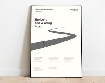Cartel musical A3 - Impresión lírica de la canción - Los Beatles - The Long & Winding Road
