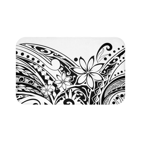 Hawaiian Poly Black And White Spun Polyester Square Pillow Samoan