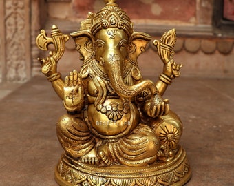Ganesha-Statue aus Messing, Ganesha-Idol, Hindu-Gott-Murti, Dekoration für den Haustempel
