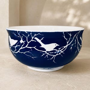 Cobalt Blue Sgraffito Serving Bowl