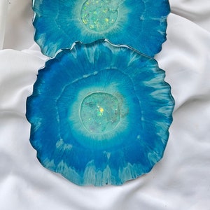 Handmade Blue Epoxy Resin Coasters - Gift Christmas Gift