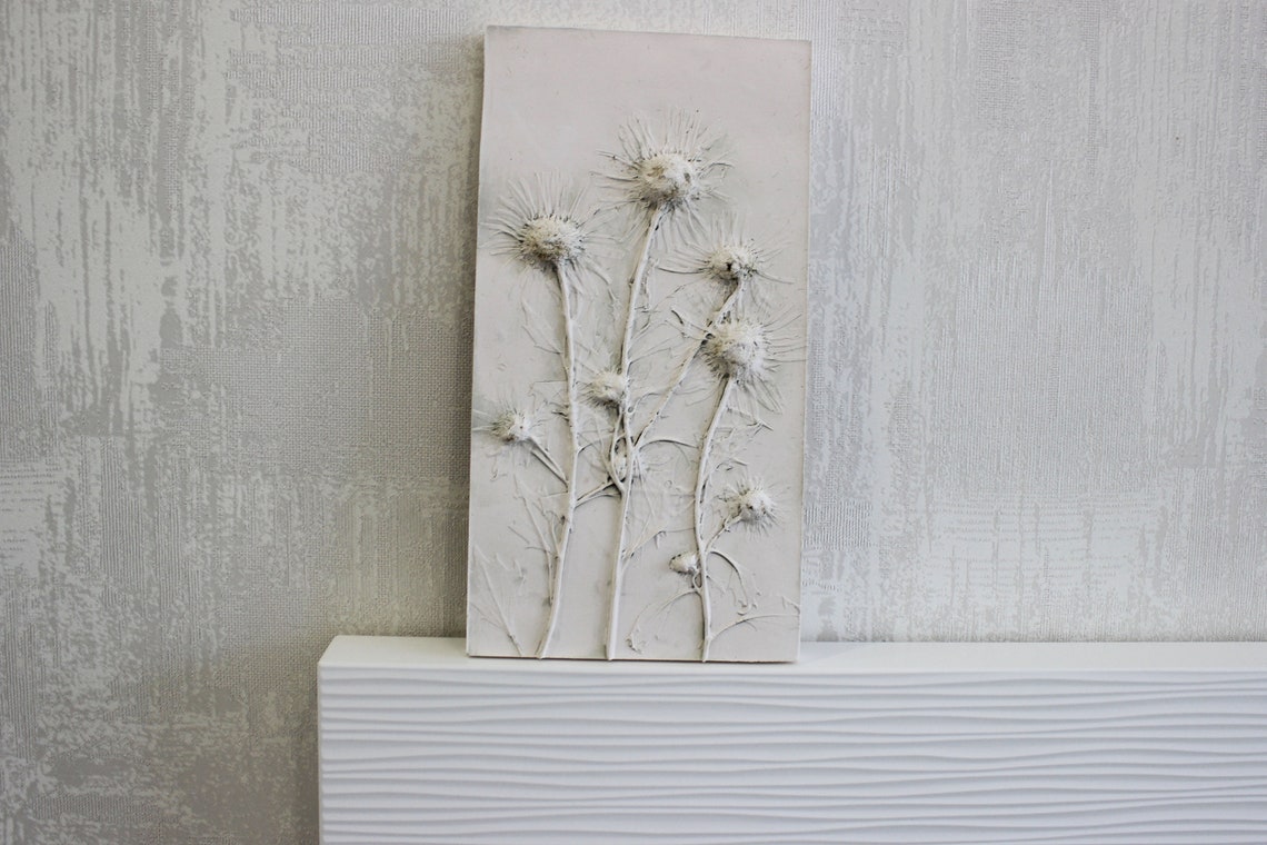 Botanical wall art Botanical bas relief art Plaster cast Etsy