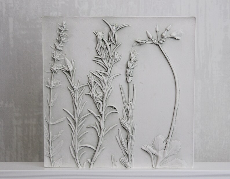 Botanical wall art Botanical bas relief art Plaster cast Etsy