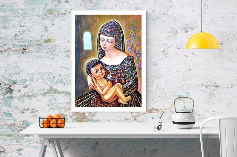 Madonna with the Childmixed media cardboard original image 0