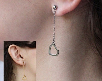 Boucles d'oreilles pendantes chics en forme de cœur en acier inoxydable - Options or et argent polyvalentes