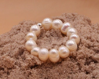 Freshwater Pearl Stretch Ring | Elegant Pearl Ring