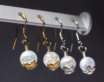 Small Handmade Crystal Drop Earring | Gold or Silver