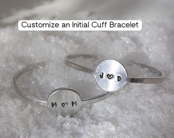Custom Circle Cuff Bracelet | Initials, date, or couples initials  | Aluminum
