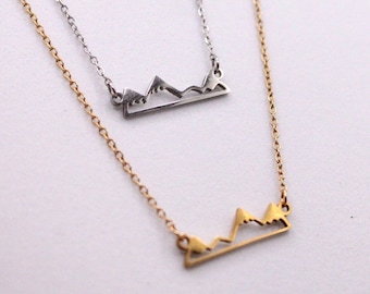 Mountain Stainless Steel Necklace | 17 inch Chain | Message Card Included