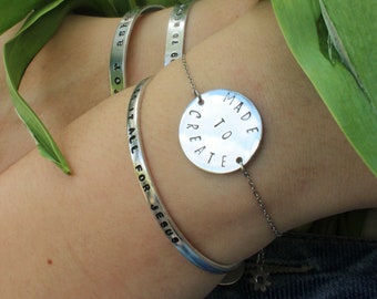 Made to Create | Hand Stamped Adjustable Stainless Steel Chain Bracelet