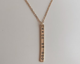 Made by God | Hand Stamped Vertical Bar Necklace