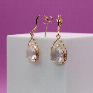 Tear Drop Crystal Earrings | Gold Statement Earrings